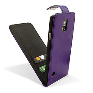 Adarga Leather Style Galaxy S5 Wallet Flip Case - Purple